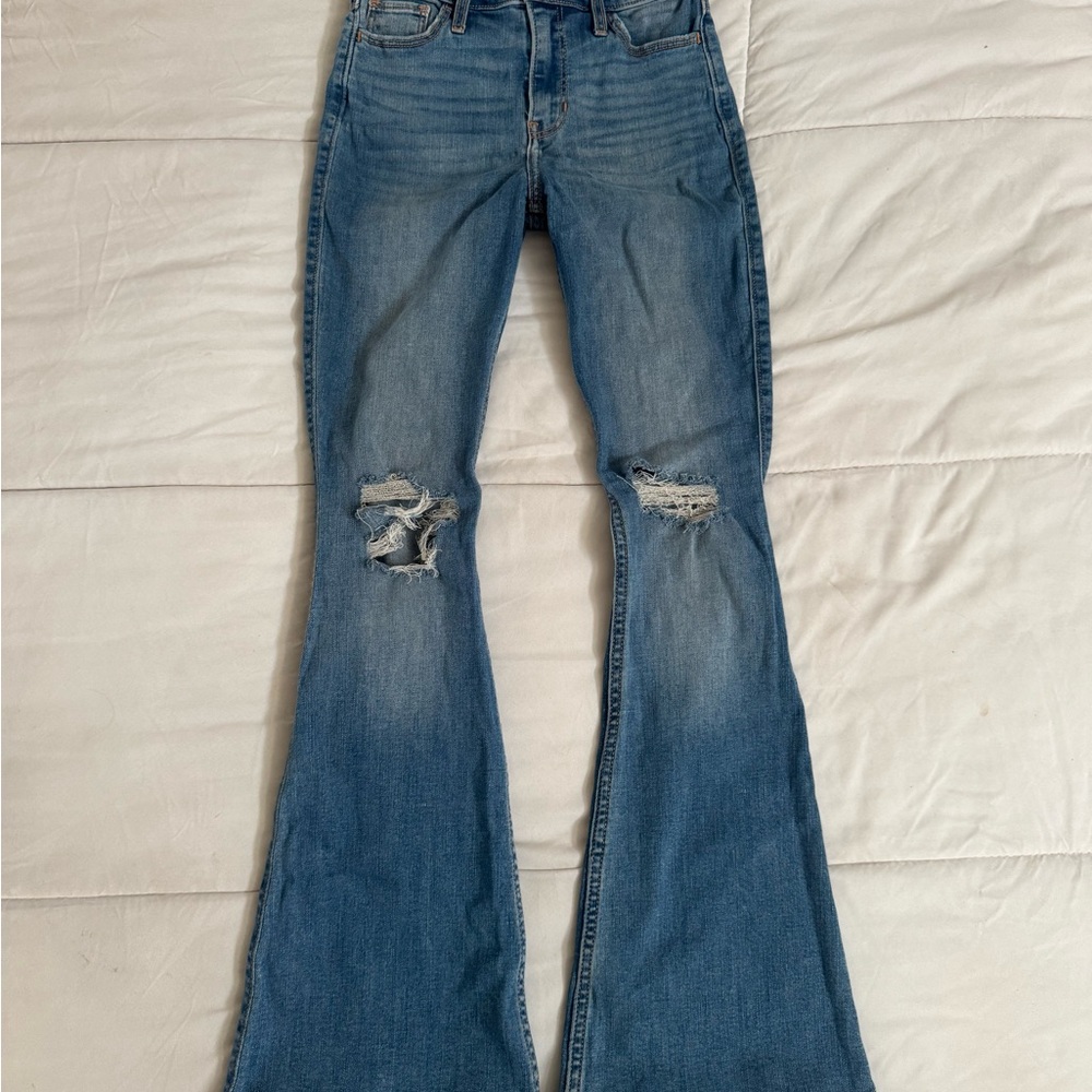 Hollister Distressed Blue Flare Jeans